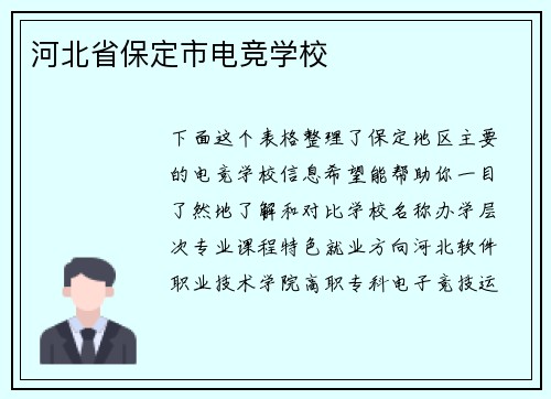 河北省保定市电竞学校